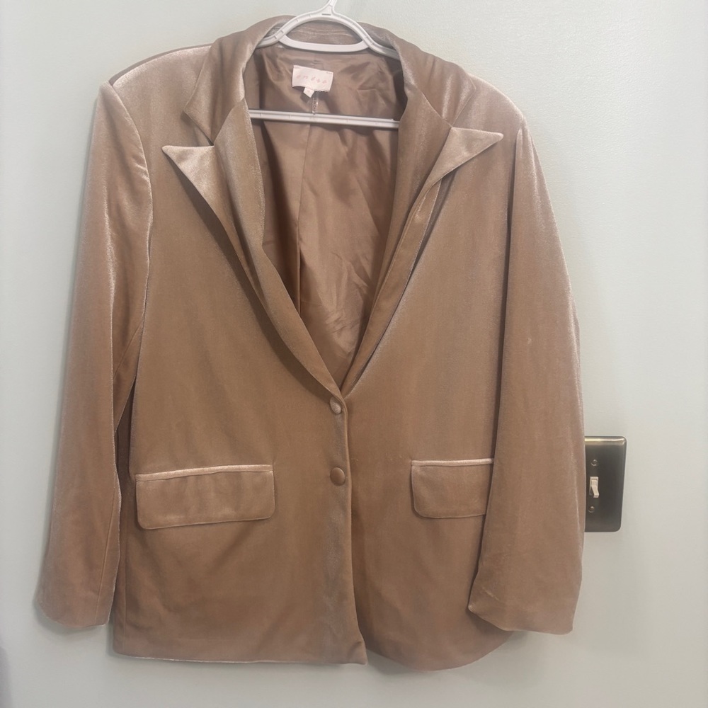 Entro fancy this velvet blazerTwo Button size Small 4 Oyster Tan
